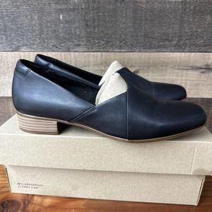 Clarks Women Juliet Palm Loafer Size 9 M Slip On Shoe Black Leather Comfy Flats